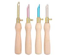 4 pièces ensemble d'aiguilles de poinçon poignée en bois stylos à broder stylo marqueur en tissu pour artisanat couture Applique embellissement Other Sewing Embroidery Supplies