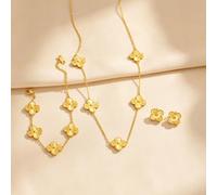 4 pièces Ensemble de bijoux en acier inoxydable à quatre feuilles de trèfle, collier bracelet boucles d'oreilles à tige pour femmes, bijoux hypoallergéniques sans ternissure pour tous les jours, cadea