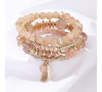 4 pièces Ensemble de bracelets perles élégants et polyvalents faits main avec gouttes d'eau, pendentifs à franges, empilables, élastiques. Convient pour les fêtes, bars, boîtes de nuit, grands rassemb