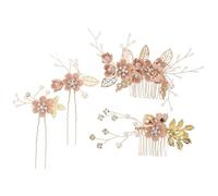 4 Pièces Ensemble de Peignes à Cheveux Fleuris de Mariage | Ornement Strassé, Style Floral pour Mariée et Demoiselle D’honneur, Fête ou Anniversaire