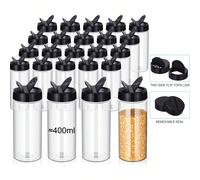 4 Pièces / Ensemble De Pots D'épices En Plastique Clair Pet De 400 Ml Avec Couvercles Agitateurs, Récipients Réutilisables De Grande Capacité Pour Le Comptoir De Rangement De La Cuisine Taille Unique,