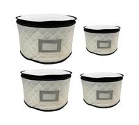 4 Pièces Ensemble de Rangement en Chine Boîte de Rangement Mobile Conteneurs de Stockage de Plat Tasse Ronde Assiette Bol Sac de Rangement for Tasses Vaisselle, Beige/50