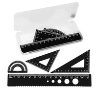 4 Pièces Ensemble de Règles en Alliage Aluminium Géométrie Mathématique 15cm Règle Rapporteur en Métal pour Étudiants Ingénieur de Bureau Dessinateur Dessin de Figures Géométriques