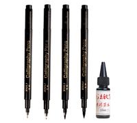 4 Pièces Ensemble De Stylos Pinceaux Doux À Pointe Fine Peinture Rechargeable Comprenant Une Bouteille D'encres 25ML Pour Dessiner L'écriture Manuscrite Esquisser Un Ensemble Pinceaux À Dessin