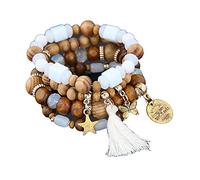 4 pièces/ensemble perles en bois perles de résine bracelet étoiles papillon charme pendentif bracelet bijoux cadeau créatif et utileUn design intelligent