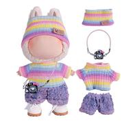 4 Pièces Ensemble Vêtements for Labubu 15cm/17cm, Tenues + Accessoires (sans Poupée), Idée Cadeau Fille Garçon (Style 3)