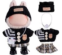 4 Pièces Ensemble Vêtements for Labubu 15cm/17cm, Tenues + Accessoires (sans Poupée), Idée Cadeau Fille Garçon (Style 4)