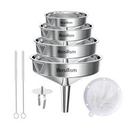 4 Pièces Entonnoir Cuisine, Entonnoir Inox, Ensemble D'entonnoirs En Acier Inoxydable Pour Le Transfert D'ingrédients Liquides + 1 Filtres + 2 Brosse De Nettoyage[Chu10502029]