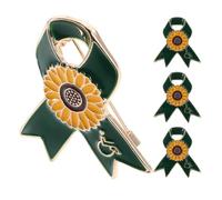 4 Pièces Épingle Tournesol en Alliage pour Bénévoles, Vert | Sensibilisation au Handicap, Événements Solidaires et Volontariat, Design Fleur, Confort de Port, Reconnaissance