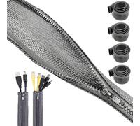 4 pièces Epissable Cache Gaine de Cable Fils Electrique,1.5m Gaine Range Cable pour Management Bureau,Cacher Les Rangement Protection Cables Diamètre 2-2.5cm,Cache Fil Zip pour TV,PC,USB