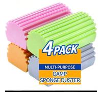 4 pièces Éponge à poussière de nettoyage humide - Éponges de ménage réutilisables, éponges à poussière magiques convenant pour le nettoyage des stores, vitres, plinthes, bouches d'aération, miroirs, r