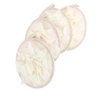 4 Pièces Éponge de Boule de Bain PE Double Face Beige | Eponge Radiant Skin, Design Corde pour Séchage, Exfoliation Douce, Nettoyage Complet
