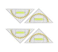 4 pièces Equerre Ecole en plastique transparent Equerre avec manche amovible en plastique anti-choc matériau Equerre plastique graduée convenant aux étudiants bureau designers peinture 16cm