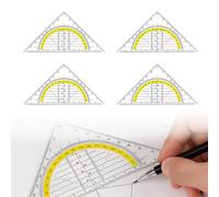 4 Pièces Equerre Ecole Rapporteur,Règle Equerre Rapporteur Equerre de Géométrie Hypoténuse Kit Geometrie Triangle Equerre avec Poignée Equerre de Géométrie pour Etudiants Enfants Bureau
