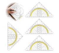 4 Pièces Equerre Ecole Rapporteur,Triangle de Géométrie,equerre ecole, 2 en 1 Requerre Plastique,Transparente Equerre de Géométrie Hypoténuse pour Etudiants Bureau Maths,rapporteur college