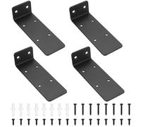 4 Pièces Equerre Etagere Murale, 140mm Support Etagere Murale , Supports d'étagères Flottants a L, Equerre Metal Noir, Support étagère Murale Fixation Etagere Invisible pour Étagères