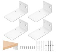 4 Pièces Equerre Etagere Murale, 140mm Support Etagere Murale Triangle, Supports d'étagères Flottants a L, Equerre Metal Blanc, Support étagère Murale Fixation Invisible