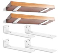 4 Pièces Equerre Etagere Murale 25 cm, Supports D'Étagère D'angle Robustes À Fixation Murale, Support Étagère Mural En Métal Pour Étagères Ouvertes de Bricolage (Blanc)