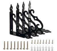 4 Pièces Equerre Etagere Murale, Équerre pour Étagere Murale en Fer, Fixation Murale En Forme De L Support, pour le Support deMontage Mural, le Jardin, la Décoration de Bricolage(Noir)