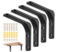 4 Pièces Equerre Etagere Murale, Support D'étagère Murale,Équerres métalliques renforcées noires 90° en fer (20x15x3 cm),Portée 50 kg par paire,Support d'angle Brace pour Salon Chambre Bibliothèque