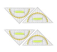 4 Pièces Équerre Géométrique avec Poignée, Équerre Géométrique,Équerre Aristo Rigide, Triangles De Géométrie Transparent, Triangle Plastique Transparent À Dessiner,Equerre de Géométrie Hypoténuse