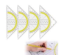 4 Pièces Équerre Géométrique, Equerre Ecole Rapporteur, Triangle De Géométrie Transparent, Règle de Rapporteur Kit en Plastique pour Etudiants Bureau Maths