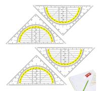 4 Pièces Équerre Géométrique, Équerre Géométrique,Équerre Aristo Rigide, Triangles De Géométrie Transparent, Triangle Plastique Transparent À Dessine