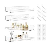 Starward 4 Pièces Étagère Flottante en Acrylique Transparent Étagère Murale 30 cm, Organisateur Suspendu pour Plantes, Jouets, Décoration Chambre, Salon, Salle de Bain, Cuisine