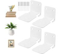 4 Pièces Etagere Murale Flottantes, Étagère Invisible Métal, Support Caché pour Livres, Étagères Décoration pour Maison, Bibliothèque, Chambre Coucher, Salle Bain, Bureau, Cuisine, Salon (Blanc)
