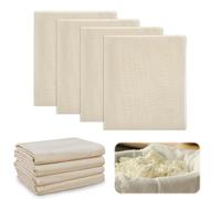 4 Pièces Etamine Alimentaire, 50×50cm Chiffons en Mousseline Tissu, Toile à Fromage en Tissu Microfibre Non Blanchi, Lavable Multiusage Anti-chaleur pour la Cuisson Le Beurre Les légumes Le Lait