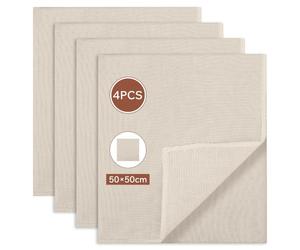 4 Pièces Étamine Alimentaire, 50x50cm Chiffon Bambou Tamis pour Yaourt Grec Chinois Cuisine Charlotte Réutilisable Grade 100 Presure Fromage Sac à Jambon Séchage Cheese Cloth Gaze