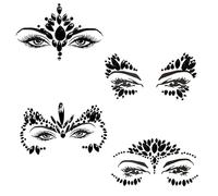 4 Pièces Étanche Strass Visage Autocollant Visage, Gemmes Visage Paillettes Pour Filles et Femmes, Strass Autocollant Visage,Visage Bijoux Maquillage Strass Autocollant Pour Halloween,Festival Musique