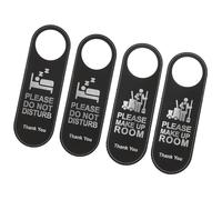 4 Pièces Étiquette de Porte Double Face en PU Noir | Panneau Ne Pas Déranger et Nettoyage, Portable, Décoratif, Suspendu à Poignée, pour Pièces D'hôtel