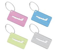 4 Pièces Etiquette Valise, Etiquette Bagage en Aluminium avec Carte pour informations personnelles, Étiquettes à bagages en métal, pour Sac à dos de Voyage, Valise (7,5 x 4,5 cm, 4 Couleurs)