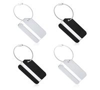4 Pièces Étiquettes de Bagages Avion en Métal, Étiquette de Bagage avec Étiquette d'Adresse Étiquettes de Valises pour Prévenir Perdre Bagages Valise Sacs de Voyage (Noir; Argent)