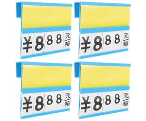 4 Pièces Étiquettes de Prix Effaçables Suspendues | Bleu et Jaune, Réglage du Tarif, Zone D’écriture Cartes Numérotées, pour Fruits et Plats Cuisinés