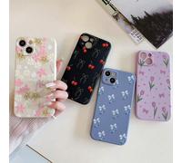 4 pièces Étui de téléphone antichoc style minimaliste mode couleur bonbon bord droit trou de précision peint cerise léopard fleur de cerisier compatible avec Ip 17 Ip 17 Pro Ip 17promax Ip16 XR /7/8 I