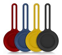 4 Pièces Étui en Silicone Souple pour AirTags avec Boucle,Kucheed Étui de Protection Portable Anti-Rayures Compatible avec AirTag,Couverture de Support de Suivi Léger pour hat Chien Sac à Dos