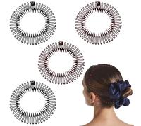 4 Pièces Extensible Cheveux Peigne, Stretch Cheveux Peignes, Plastique Souple Peigne Circulaire, Fashions Accessoires(noir, brun)