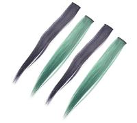 4 Pièces Extensions de Cheveux Discrètes en Fibre Thermique, Effet | Mèches Courtes à Clips, Reflets Vibrants sans Teinture, Usage Quotidien ou Fête, pour Filles
