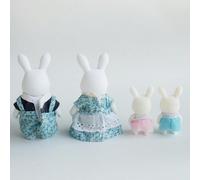 4 pièces Famille de lapins noirs miniatures floqués pour décoration de Noël. Jeu de poupées de simulation pour maison de poupées, créatures de forêt. Lapins de maison de poupées de villa de luxe avec 