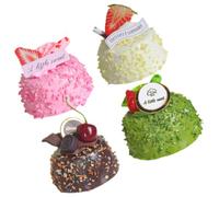 4 Pièces Faux Gâteau Réaliste en PVC Pu, Décoratif | Modèle de Dessert, Usage Photo et Vitrine, Solide, Réutilisable, pour Famille et Amis