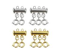4 pièces Fermetures de couche de collier, connecteurs de bracelet en métal magnétique, rallonges de collier à 2 trous et 3 trous, convient pour les ornements faits à la main bricolage