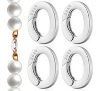 4 Pièces Fermoir Pendentif Ovale en Argenté S925 pour Bijoux, Finition | Attache Collier à Ressort, pour Chaînes Perlées et Breloques, Usage Quotidien, Réparation
