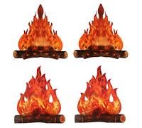4 Pièces Feu Camp Carton Décoratif, Flamme Fausse Fête Décorative, Décorations Fête Feu Camp, pour Feu Camp, Décoration Camping, Photographier Accessoires