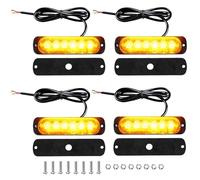 4 Pièces Feu de Pénétration Stroboscopique ambre LED 12V/24V, Feux d‘Avertissement Freinage Stroboscopique avec 6 LEDs, Barre Lumineuse Led Étanche IP65 pour Offroad Véhicule/Voitureutilitaire/Bateau