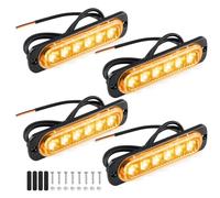 4 Pièces Feu de Pénétration Stroboscopique Ambre LED 12V 24V Feux de Freinage Stroboscopique Avertissement 6 LEDs Flash Barre Lumineuse Étanche IP65 pour Offroad Voitureutilitaire Véhicule Bateau