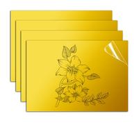 4 Pièces Feuille Plastique ABS, Plaque Acrylique pour Gravure Laser 30 x 20 cm 1,3 mm, Plaque à Graver Plastique Couleur Bicouche pour DIY, Exposition de Projet, Peinture (Noir sur or Miroitant)