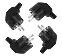 4 Pièces Fiches Schuko Prise Electrique Male 250V 16A Prise Schuko Fiche Coudée Fiches Electrique de Mise à la Terre Protection IP20 Noir