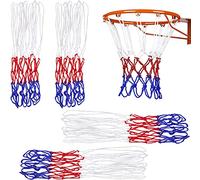 4 Pièces Filet de Basket-Ball，Boucles Basketball Net，pour Panier de Basket Intérieur ou Extérieur, Rouge Blanc Bleu.